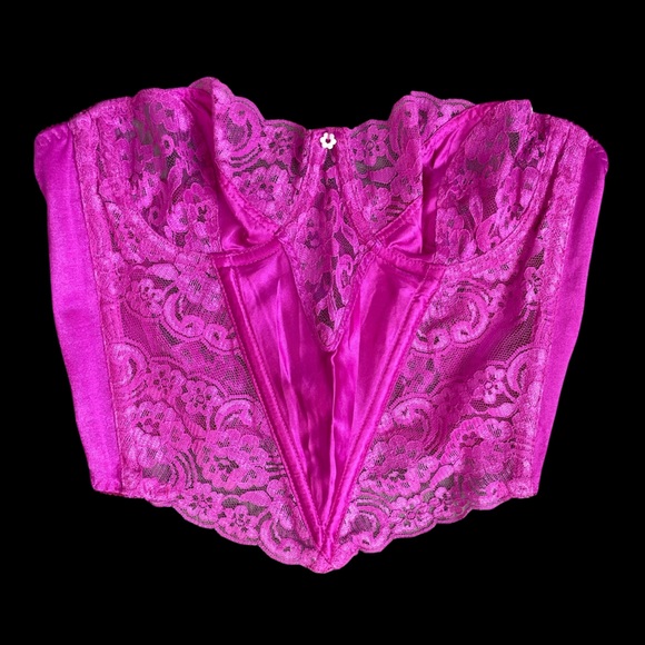 Christian Dior Intimate Vintage Lace Bustier Corset Bra Size 34B Pink Underwire